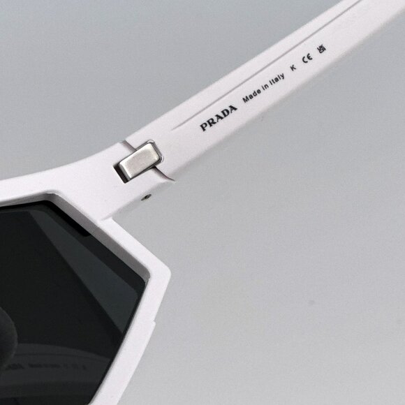 Prada PS04WSF TWK06F Sunglasses White Rubber Dark Grey Rectangle Unisex - Picture 10 of 12